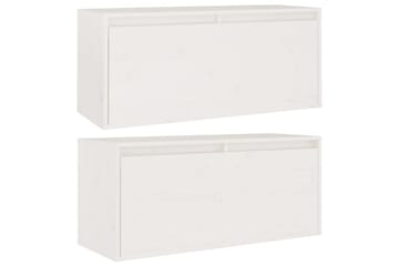 Veggskap 2 stk hvit 80x30x35 cm heltre furu - Hvit - Møbler - Mediamøbel & tv møbel - TV-benk & mediabenk
