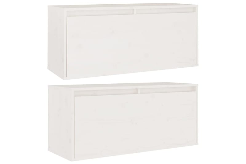 Veggskap 2 stk hvit 80x30x35 cm heltre furu - Hvit - Møbler - Mediamøbel & tv møbel - TV-benk & mediabenk