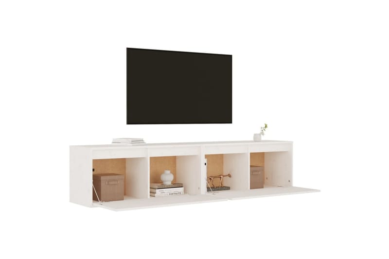 Veggskap 2 stk hvit 80x30x35 cm heltre furu - Hvit - Møbler - Mediamøbel & tv møbel - TV-benk & mediabenk