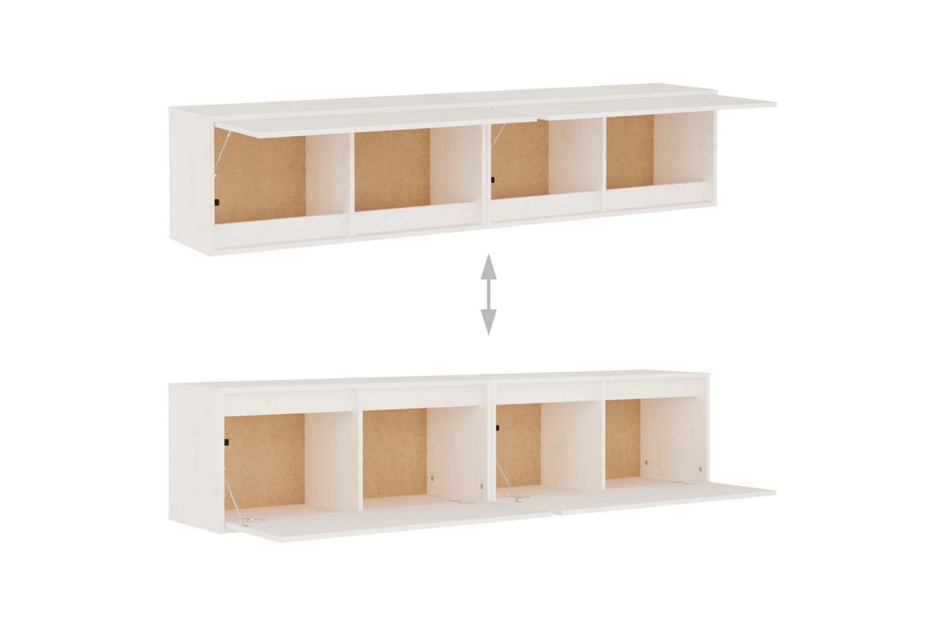 Veggskap 2 stk hvit 80x30x35 cm heltre furu - Hvit - Møbler - Mediamøbel & tv møbel - TV-benk & mediabenk
