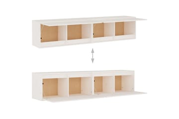 Veggskap 2 stk hvit 80x30x35 cm heltre furu - Hvit - Møbler - Mediamøbel & tv møbel - TV-benk & mediabenk