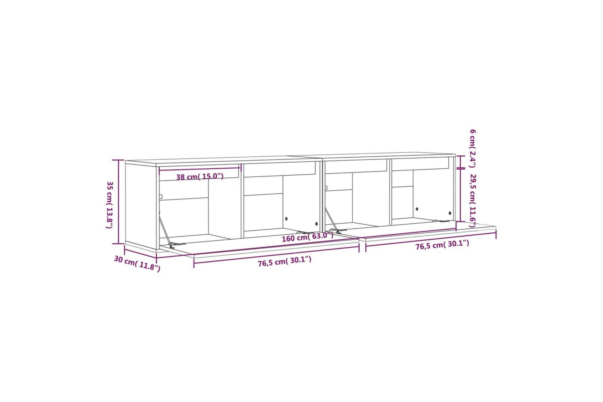 Veggskap 2 stk hvit 80x30x35 cm heltre furu - Hvit - Møbler - Mediamøbel & tv møbel - TV-benk & mediabenk