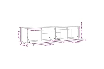 Veggskap 2 stk hvit 80x30x35 cm heltre furu - Hvit - Møbler - Mediamøbel & tv møbel - TV-benk & mediabenk