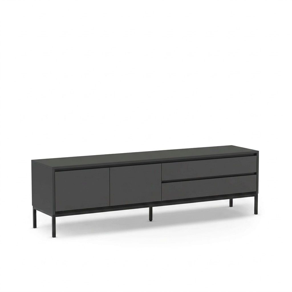 Velar TV-benk 180x55x40 cm - Anthracite/Wood Black/Black