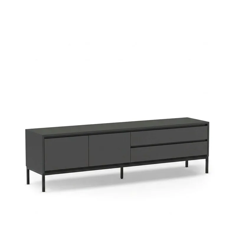 Velar TV-benk 180x55x40 cm, antrasitt, svart tre, svart