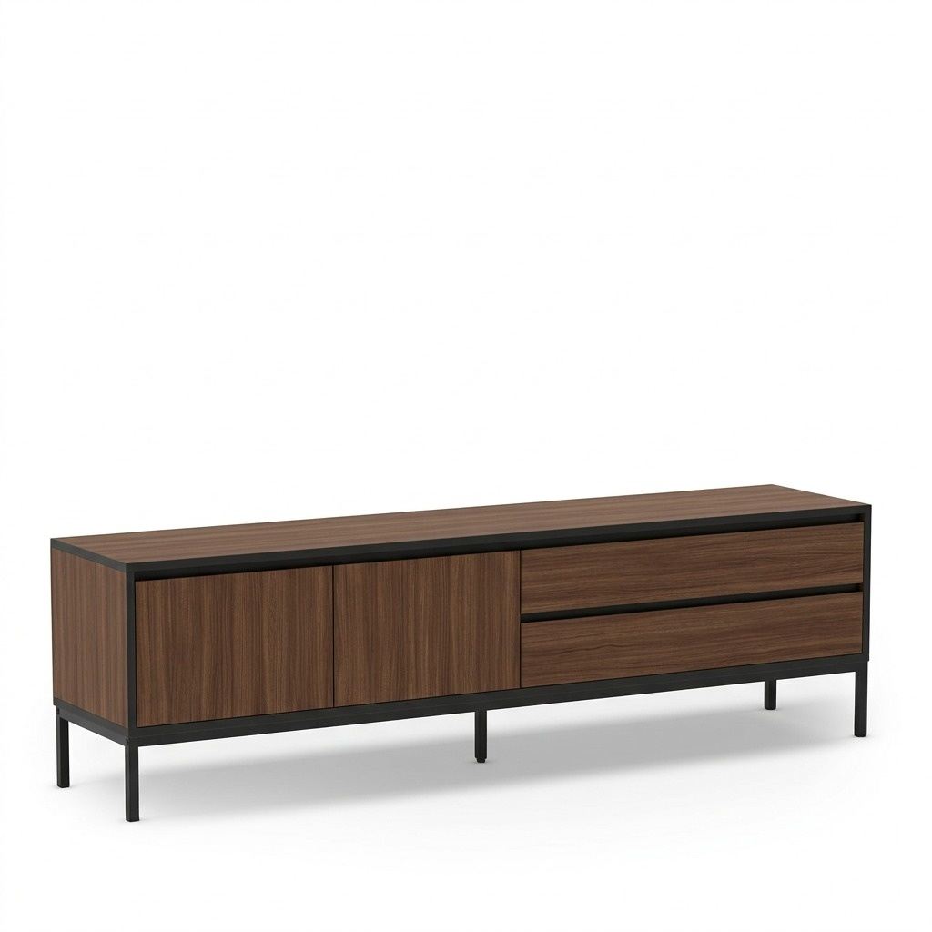 Velar TV-benk 180x55x40 cm - Milano Walnut, Wood Black, Black