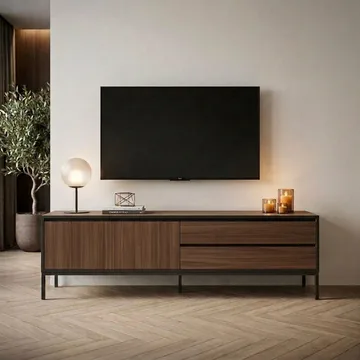 Velar TV-benk 180x55x40 cm - Milano Walnut, Wood Black, Black - Møbler - Mediamøbel & tv møbel - TV-benk & mediabenk