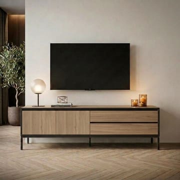 Velar TV-benk 180x55x40 cm - naturlig eik, tre svart, svart - Møbler - Mediamøbel & tv møbel - TV-benk & mediabenk