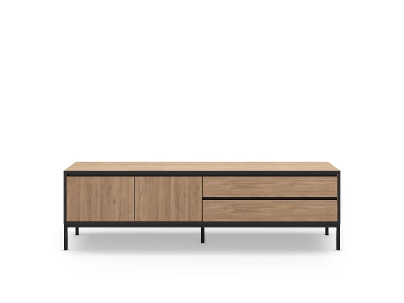 Velar TV-benk 180x55x40 cm - naturlig eik, tre svart, svart - Møbler - Mediamøbel & tv møbel - TV-benk & mediabenk
