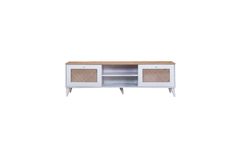 Velin TV-benk 55 cm - Mellomfarget tre/Hvit - Møbler - Mediamøbel & tv møbel - TV-benk & mediabenk