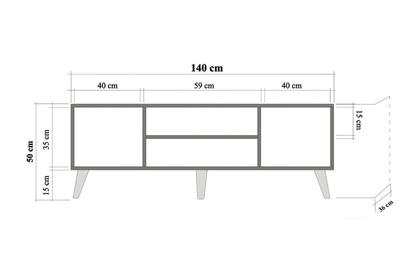 Vellavie TV-benk 140 cm - Lysebrun - TV-benk & mediabenk
