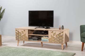 Vellavie TV-benk 140 cm med Oppbevaring i Tre - Beige - Møbler - Mediamøbel & tv møbel - TV-benk & mediabenk