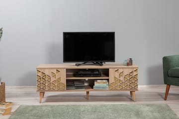 Vellavie TV-benk 140 cm med Oppbevaring i Tre - Beige - Møbler - Mediamøbel & tv møbel - TV-benk & mediabenk
