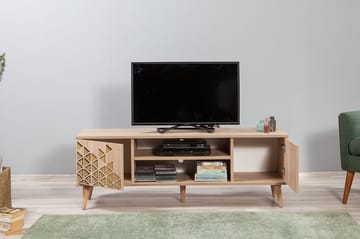 Vellavie TV-benk 140 cm med Oppbevaring i Tre - Beige - Møbler - Mediamøbel & tv møbel - TV-benk & mediabenk