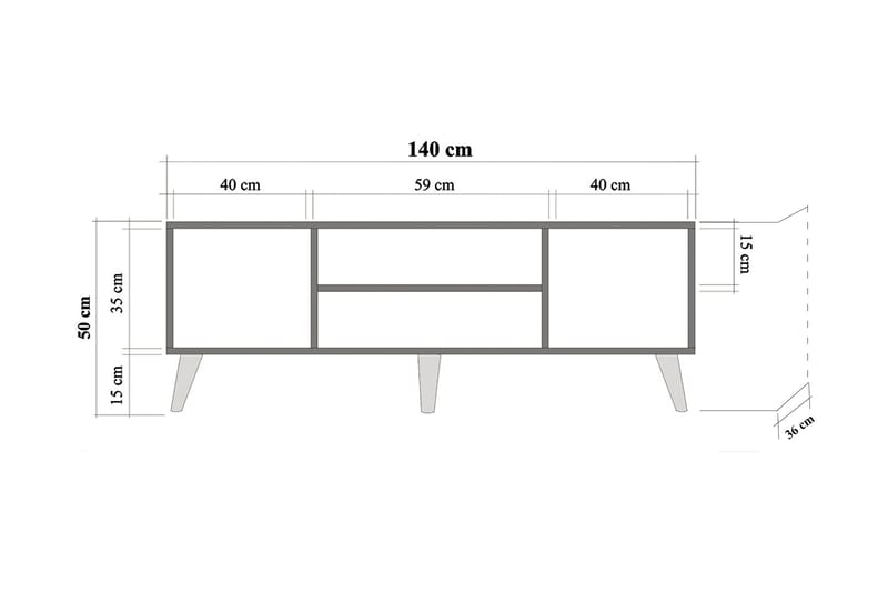 Vellavie TV-benk 140 cm Panel - Brun - TV-benk & mediabenk