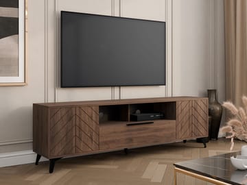 Vemdalen Gulvstående TV-benk 204 cm med Oppbevaring i Mørkt Tre - Brun - Møbler - Mediamøbel & tv møbel - TV-benk & mediabenk