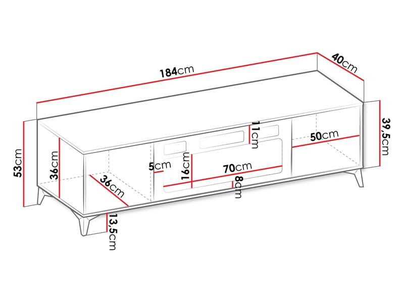 Vemdalen TV-benk 184 cm - brun - Møbler - Mediamøbel & tv møbel - TV-benk & mediabenk