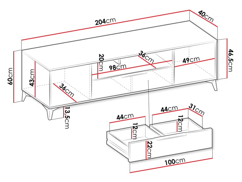 Vemdalen TV-benk 204 cm - brun - Møbler - Mediamøbel & tv møbel - TV-benk & mediabenk