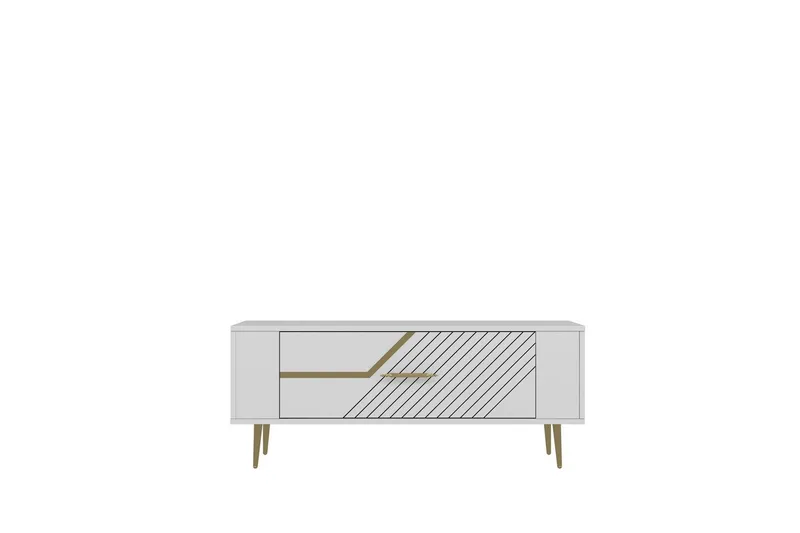 Veynor TV-benk 120 cm - Hvit/Gull - Møbler - Mediamøbel & tv møbel - TV-benk & mediabenk