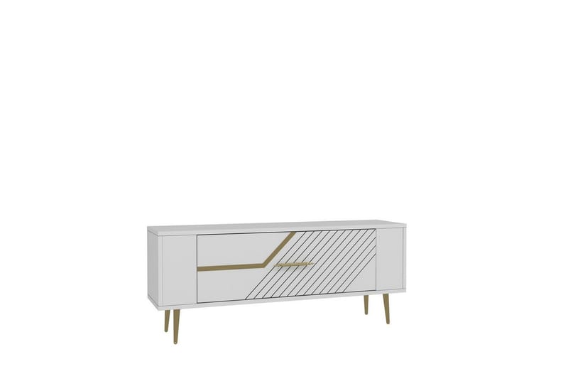 Veynor TV-benk 120 cm, Hvit/Gull