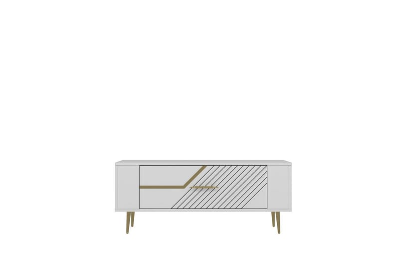 Veynor TV-benk 120 cm - Hvit/Gull - Møbler - Mediamøbel & tv møbel - TV-benk & mediabenk