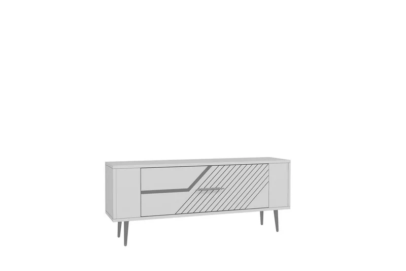 Veynor TV-benk 120 cm - Hvit/Sølv - Møbler - Mediamøbel & tv møbel - TV-benk & mediabenk