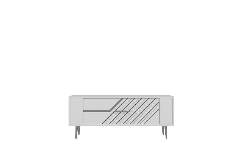Veynor TV-benk 120 cm - Hvit/Sølv - Møbler - Mediamøbel & tv møbel - TV-benk & mediabenk