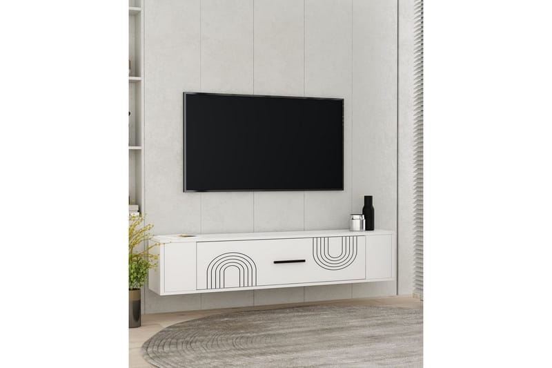 Veyra TV-benk 120x26 cm - Hvit - Møbler - Mediamøbel & tv møbel - Mediestativ & veggfeste