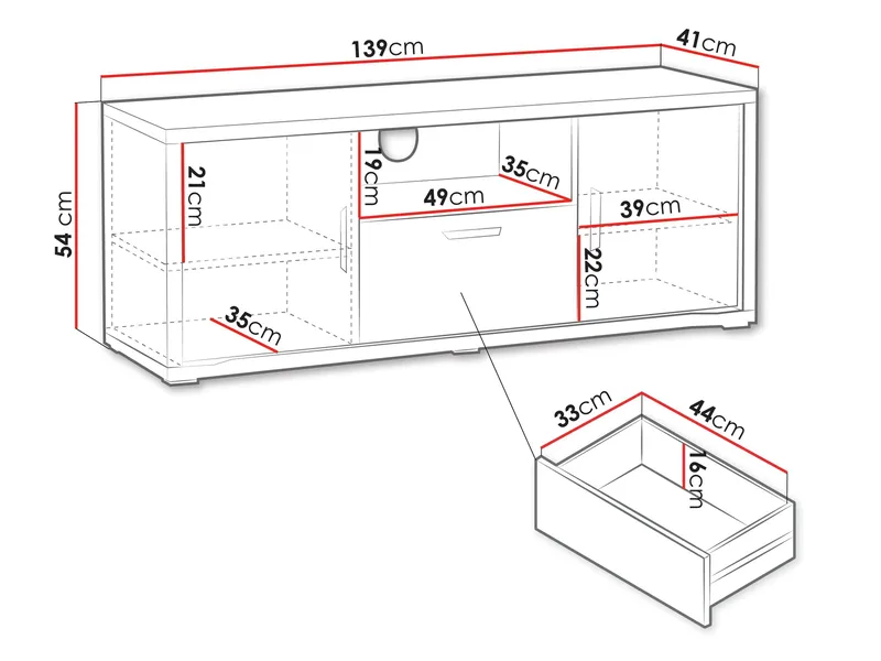 Veyricus TV-benk 139 cm - Møbler - Mediamøbel & tv møbel - TV-benk & mediabenk