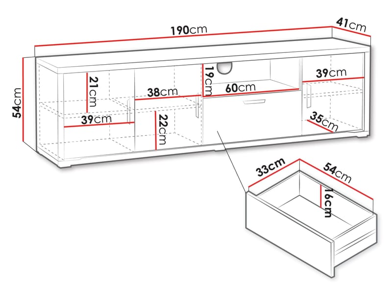 Veyricus TV-benk 190 cm - Møbler - Mediamøbel & tv møbel - TV-skap