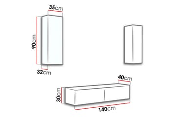 Vigo TV-møbelsett 210x40x180 cm - Møbler - Mediamøbel & tv møbel - TV-møbelsett