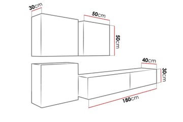 Vigo TV-møbelsett 230x40x180 cm - Svart / Hvit - Møbler - Mediamøbel & tv møbel - TV-møbelsett