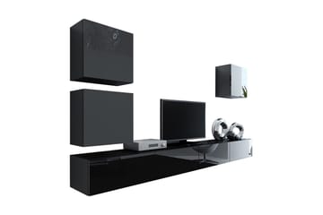 Vigo TV-møbelsett 280x40x180 cm - Svart / Hvit - Møbler - Mediamøbel & tv møbel - TV-møbelsett