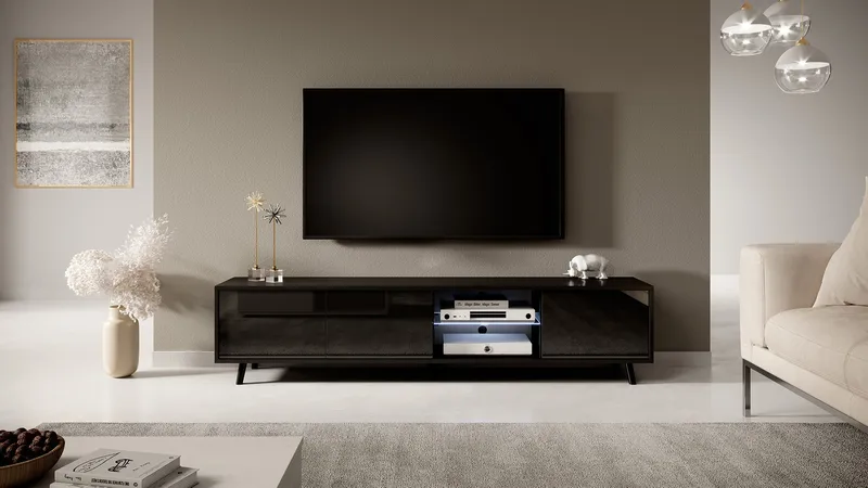 Vipan TV-benk 175 cm - Svart - Møbler - Mediamøbel & tv møbel - TV-benk & mediabenk