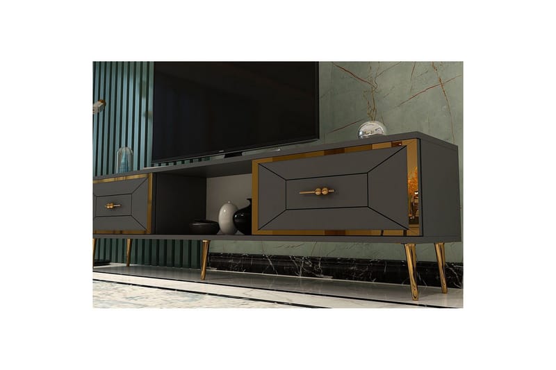 Virdel TV-benk 150 cm - Antrasitt/Gull - Møbler - Mediamøbel & tv møbel - TV-benk & mediabenk