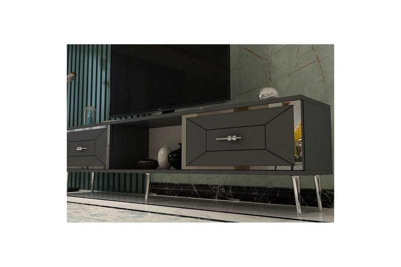 Virdel TV-benk 150 cm - Antrasitt/Sølv - Møbler - Mediamøbel & tv møbel - TV-benk & mediabenk