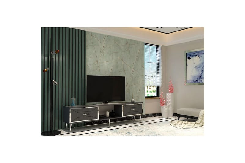 Virdel TV-benk 150 cm - Antrasitt/Sølv - Møbler - Mediamøbel & tv møbel - TV-benk & mediabenk