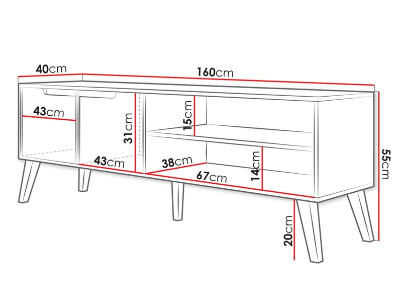 Virello TV-benk 160 cm - beige - Møbler - Mediamøbel & tv møbel - TV-benk & mediabenk