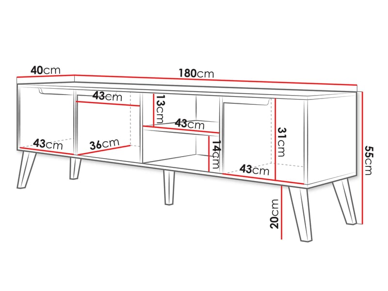 Virello TV-benk 180 cm - brun - Møbler - Mediamøbel & tv møbel - TV-benk & mediabenk