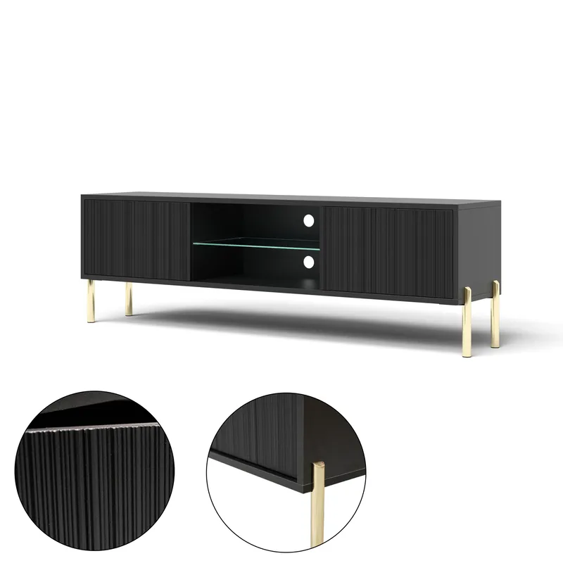 Virmani TV-benk 135 cm - Svart - Møbler - Mediamøbel & tv møbel - TV-benk & mediabenk