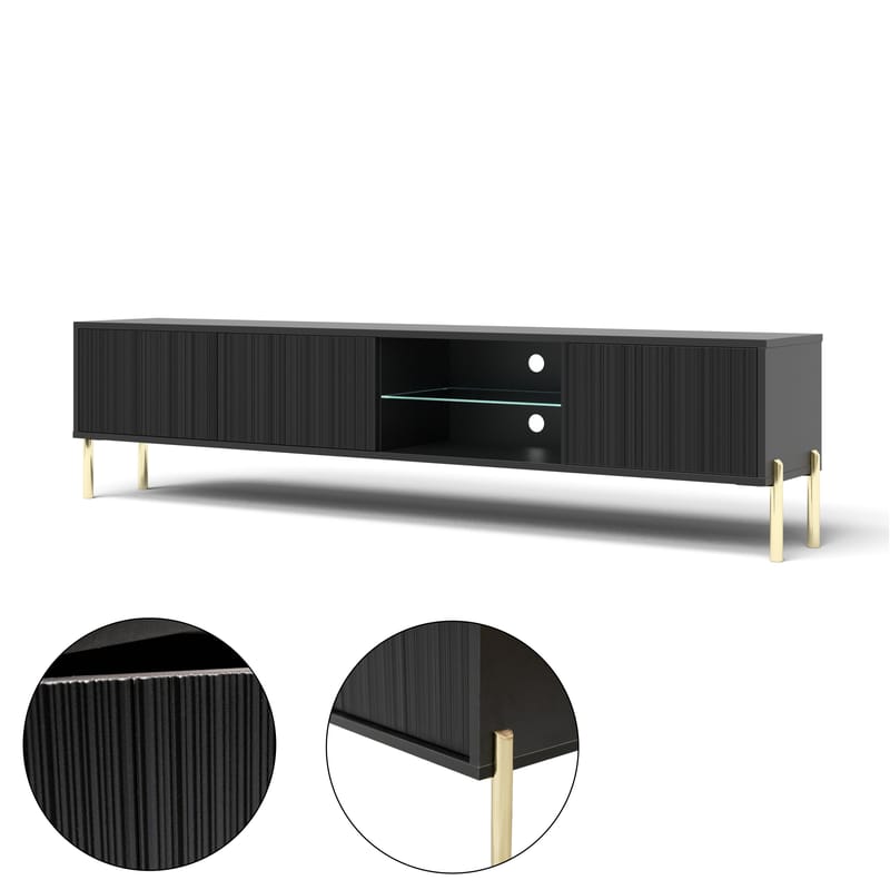 Virmani TV-benk 175 cm - Svart - Møbler - Mediamøbel & tv møbel - TV-benk & mediabenk