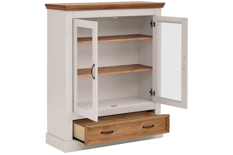 Vitrine Selma Hvit/Beis/Voks - Hvit/Beis/Voks - Oppbevaring - Skap - Vitrineskap