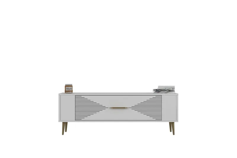 Vornis TV-benk 120 cm, Hvit/Gull