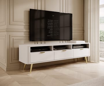 Walia Gulvstående TV-benk 162 cm med Oppbevaring i Malt Tre - Hvit - Møbler - Mediamøbel & tv møbel - TV-benk & mediabenk