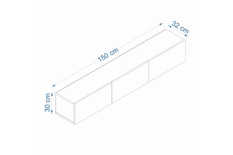 West Veggmontert Mediabenk 150 cm med Oppbevaring i Tre - Hvit - Møbler - Mediamøbel & tv møbel - TV-benk & mediabenk