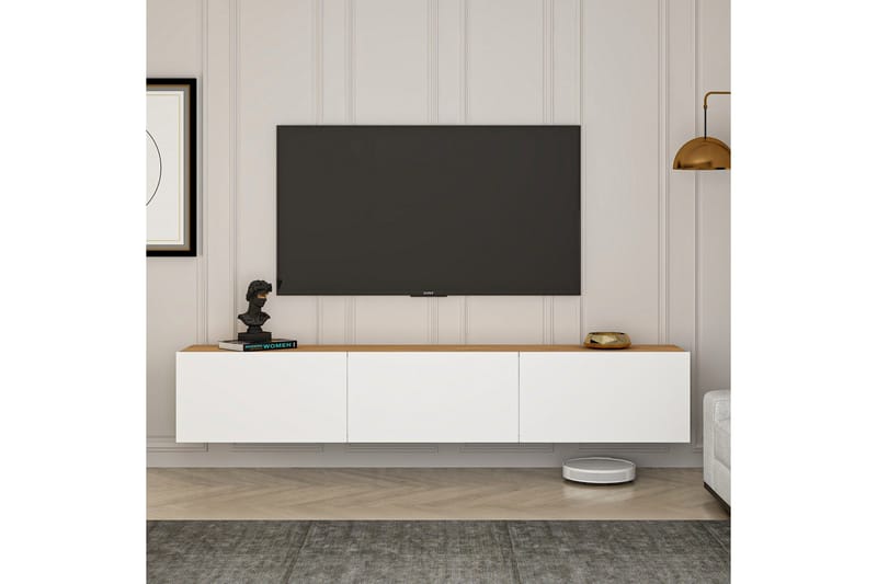 West Veggmontert Mediabenk 150 cm med Oppbevaring i Tre - Hvit - Møbler - Mediamøbel & tv møbel - TV-benk & mediabenk
