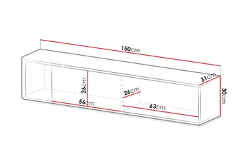 Zalricus Veggmontert TV-benk 150 cm med Oppbevaring i Malt Tre - Beige - Møbler - Mediamøbel & tv møbel - TV-benk & mediabenk