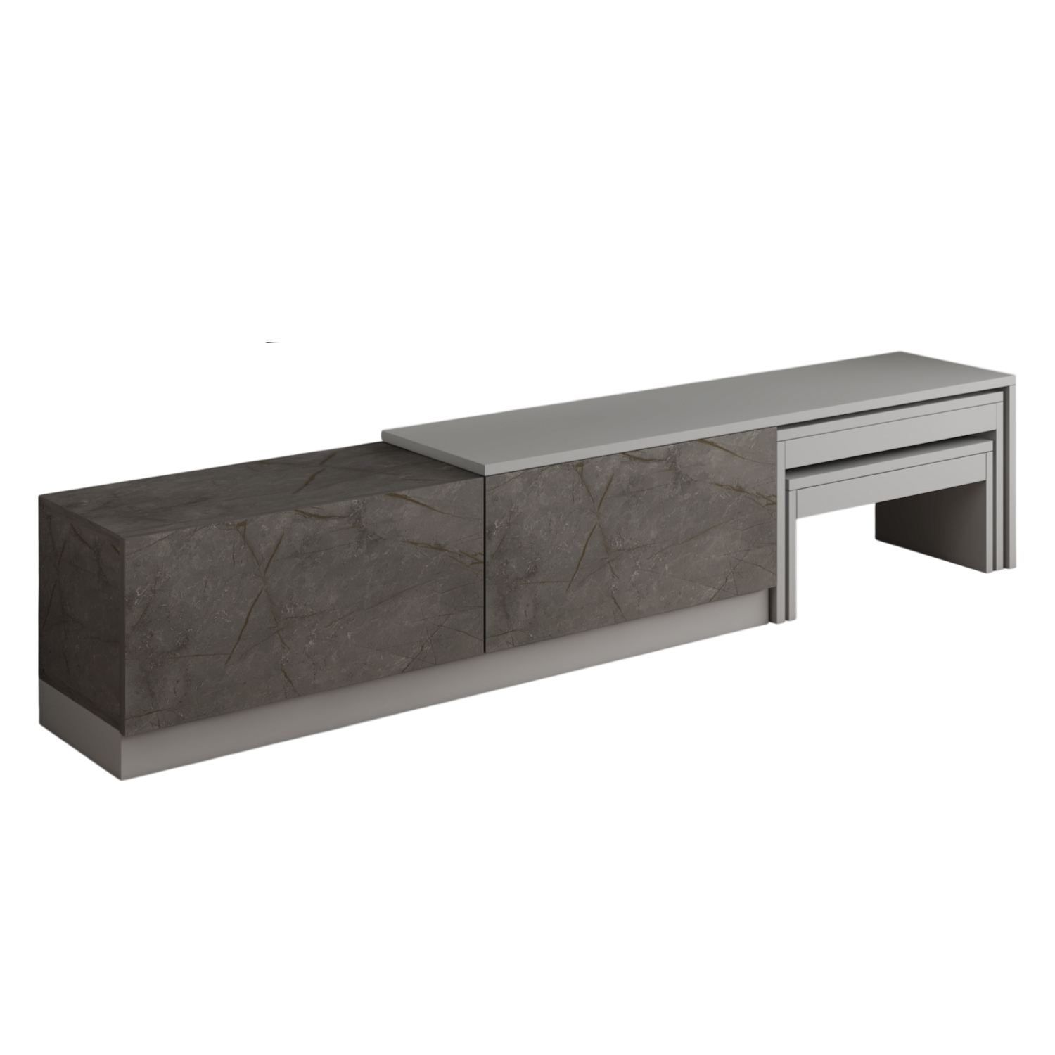 Zalven TV-benk 180x36x30 cm - Gordion-marmor og grå