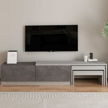 Zalven TV-benk 180x36x30 cm - Gordion-marmor og grå - Møbler - Mediamøbel & tv møbel - TV-benk & mediabenk