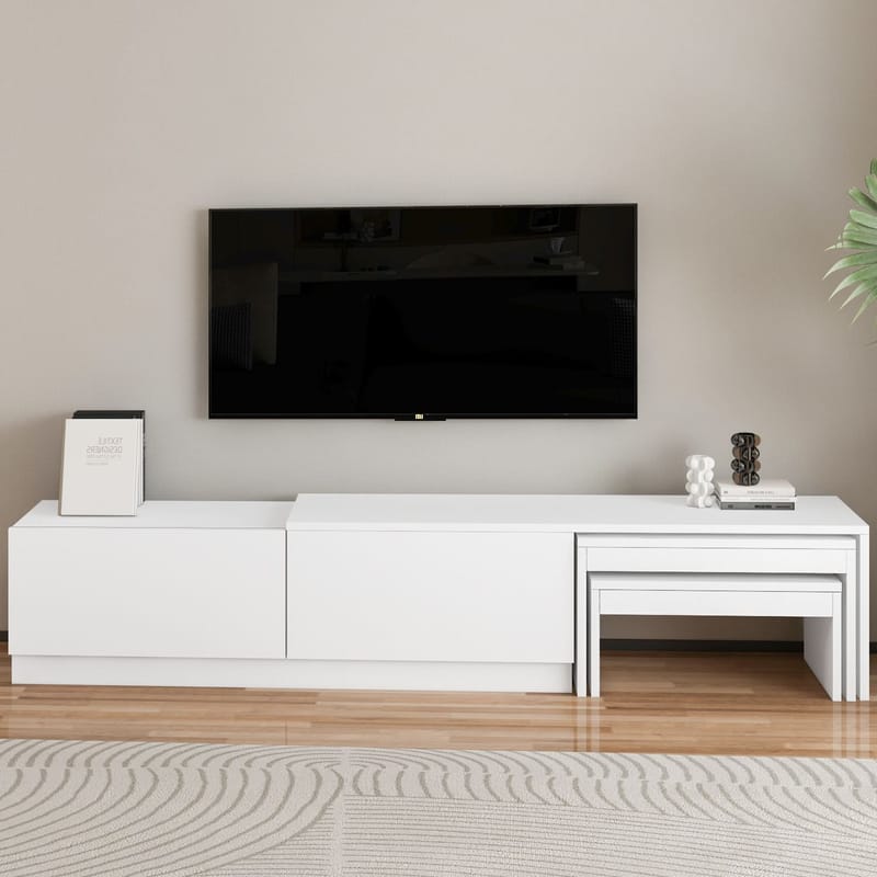 Zalven TV-benk 180x36x30 cm - hvit - Møbler - Mediamøbel & tv møbel - TV-benk & mediabenk
